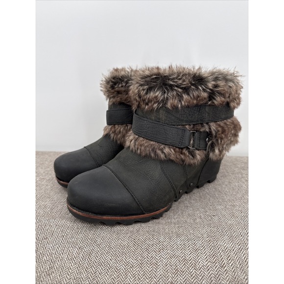 Sorel Shoes - Sorel Womens Joan Of Arctic Boot Brown Leather Wedge Bootie Size 9 Apres-Ski
